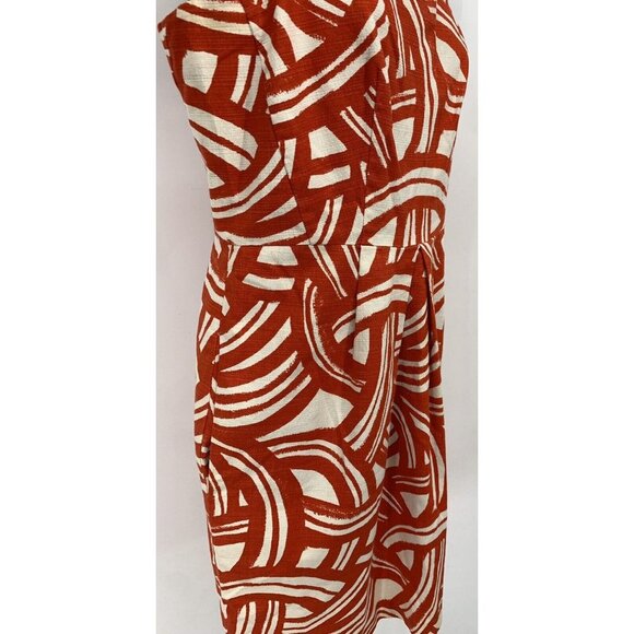 Banana Republic Shift Dress Women Size 8P P8 Petite Orange Ivory Geometric B22FS - Picture 3 of 9